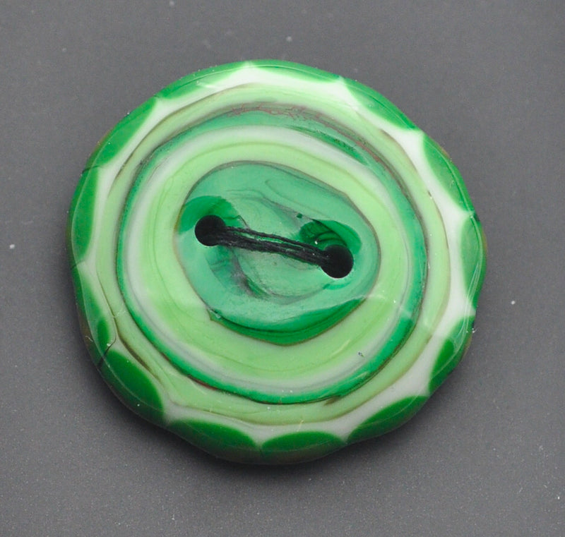 Green Bullseye Glass Button