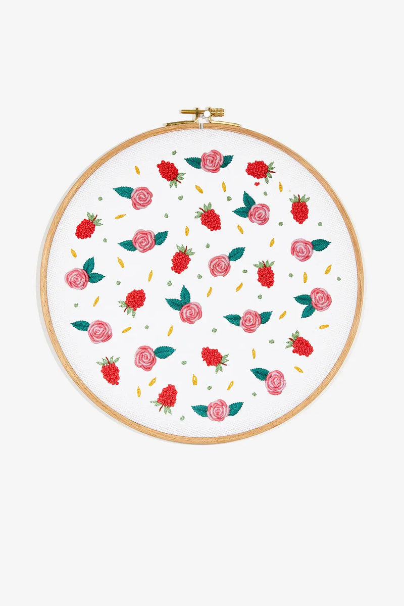 Raspberry & Roses DMC Embroidery Kit