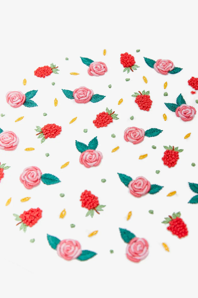 Raspberry & Roses DMC Embroidery Kit