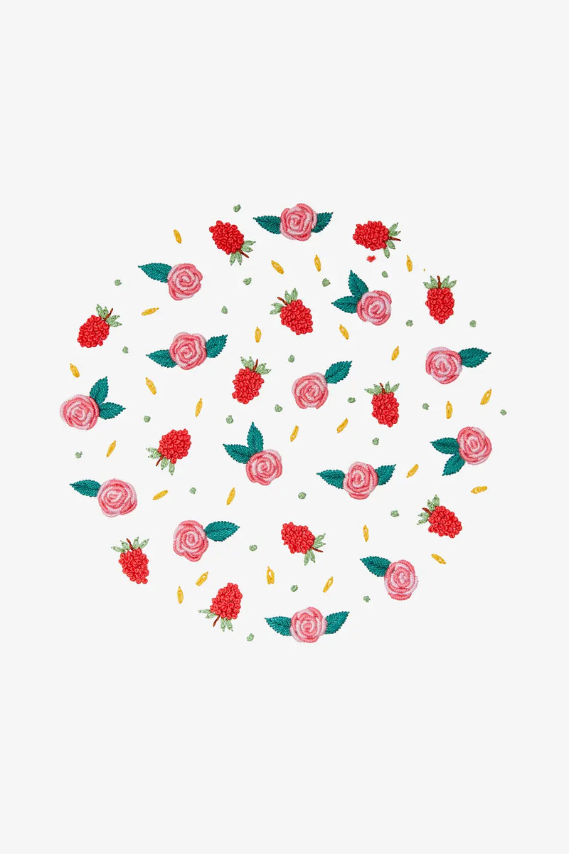 Raspberry & Roses DMC Embroidery Kit