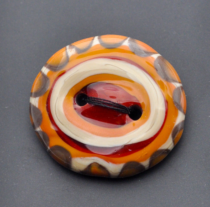 Brown Bullseye Glass Button