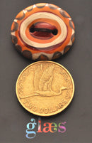 Brown Bullseye Glass Button