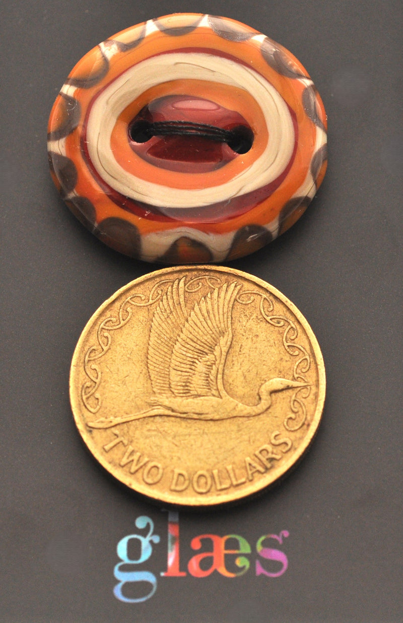 Brown Bullseye Glass Button