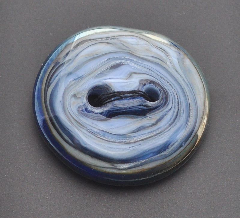 Blue Metallic Rim Glass Button