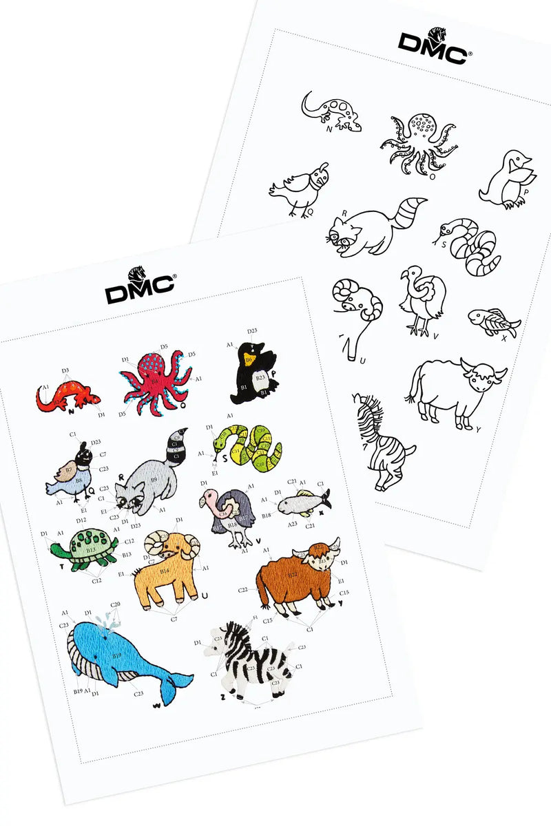 Animal Alphabet N-Z DMC Embroidery Kit