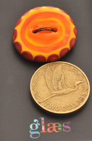 Orange Bullseye Glass Button