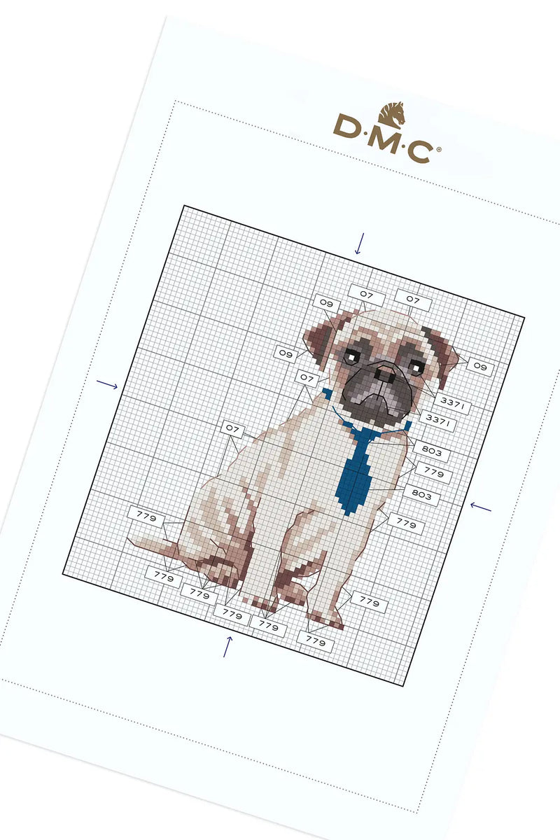 Pug DMC Cross Stitch Kit
