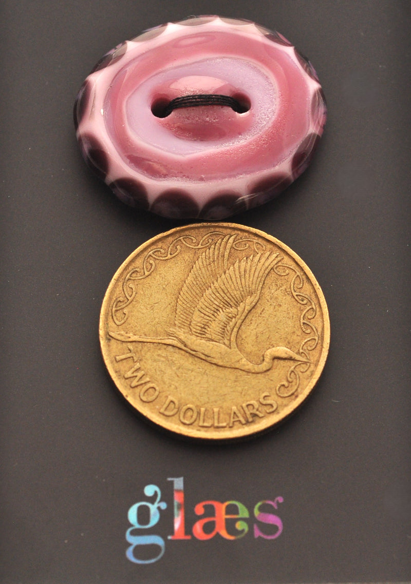 Pink Rings Bullseye Glass Button