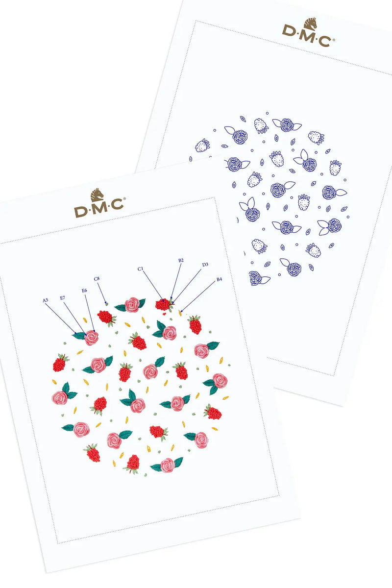 Raspberry & Roses DMC Embroidery Kit