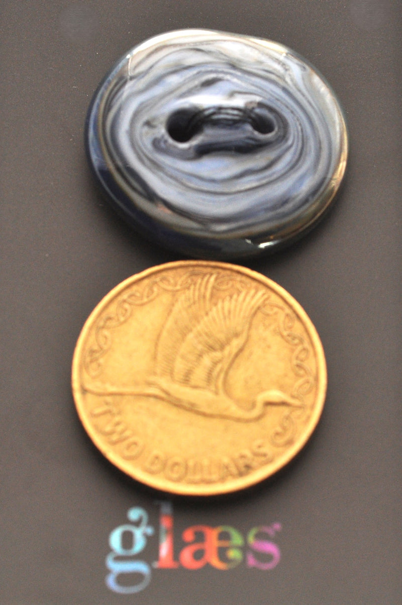 Blue Metallic Rim Glass Button