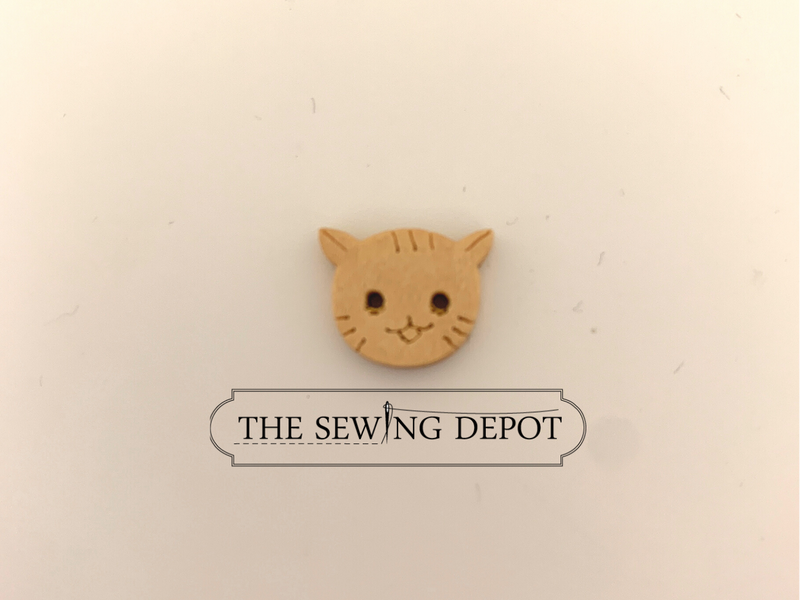 Cat Face Shaped Wooden Button