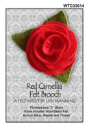 Red Camellia Felt Brooch