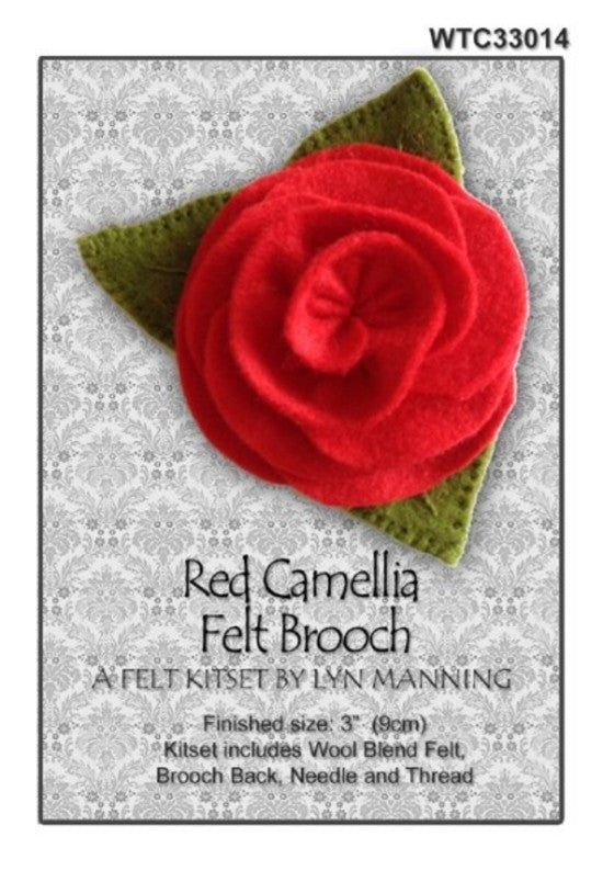 Red Camellia Felt Brooch