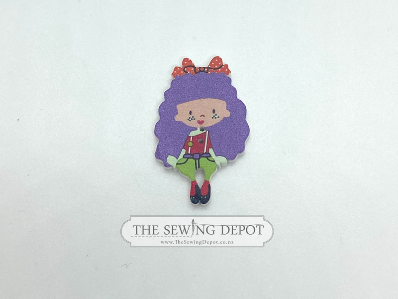Curly Hair Doll Shaped Button