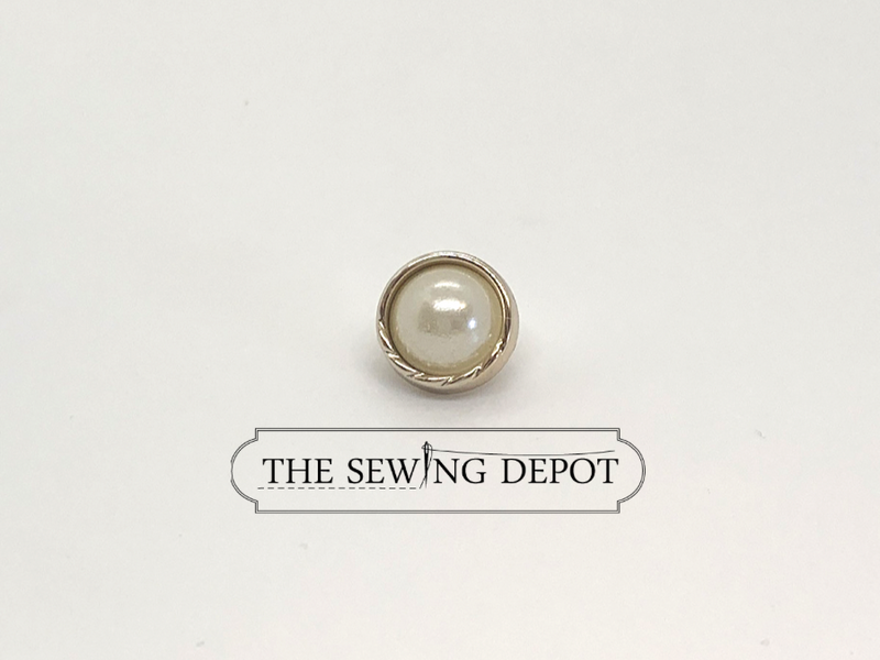 Pearl Shank Button with Gold Edging
