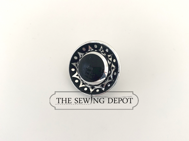 Black and Silver Design Shank Button