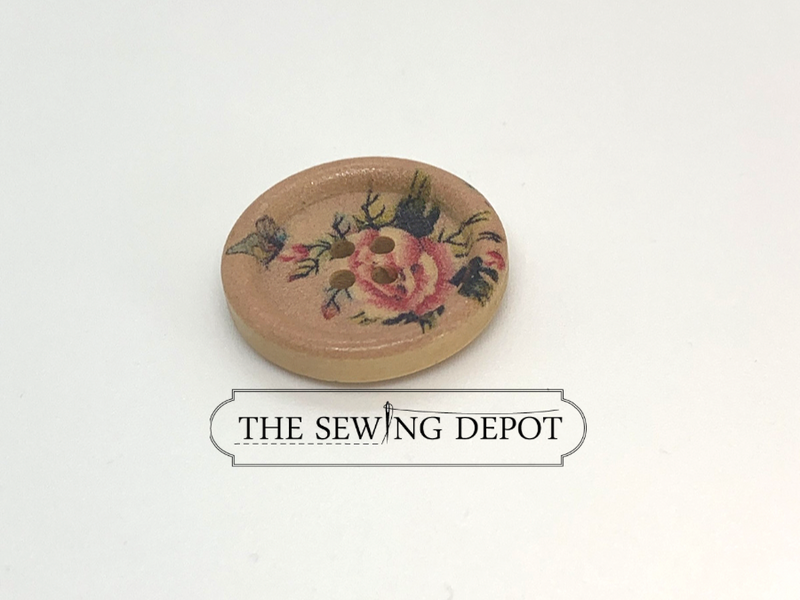 Wooden Painted Flower Button